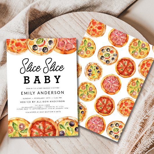 Invitation Baby shower de pizza pour bébés Slice Slice