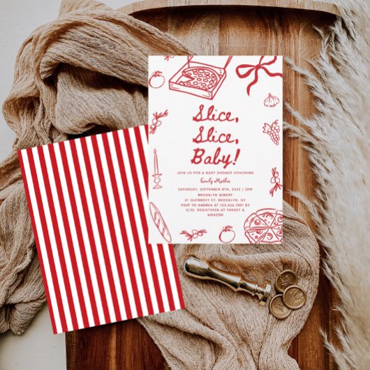 Invitation Baby shower de pizza pour bébés Slice Slice