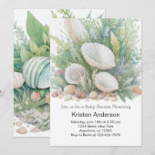 Invitation Baby shower de plage au bord de l'océan (Devant / Derrière)