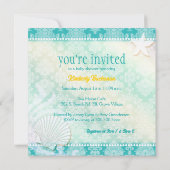 Invitation Baby shower de plage Damask Sea Horse (Dos)