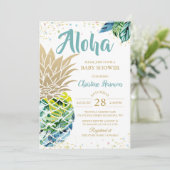 Invitation Baby shower de plage d'ananas tropical (Debout devant)