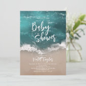 Invitation Baby shower de plage de l'océan moody Abstrait (Debout devant)