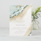Invitation Baby shower de plage de sable des vagues de la mer (Debout devant)
