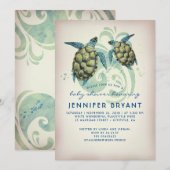 Invitation Baby shower de plage de Sea Turtles (Devant / Derrière)