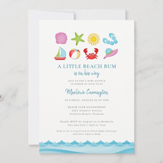 Invitation Baby shower de plage d'été moderne (Devant)