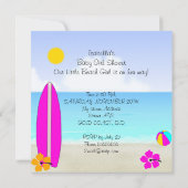 Invitation Baby shower de plage fille rose Turquoise bleu eth (Dos)