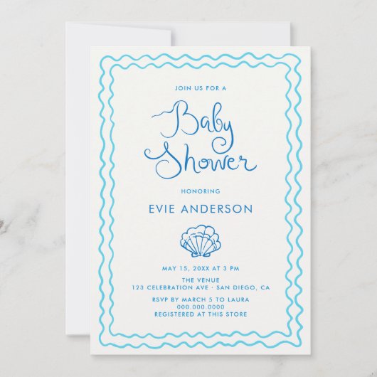 Invitation Baby shower De Plage Levé À La Main (Devant)