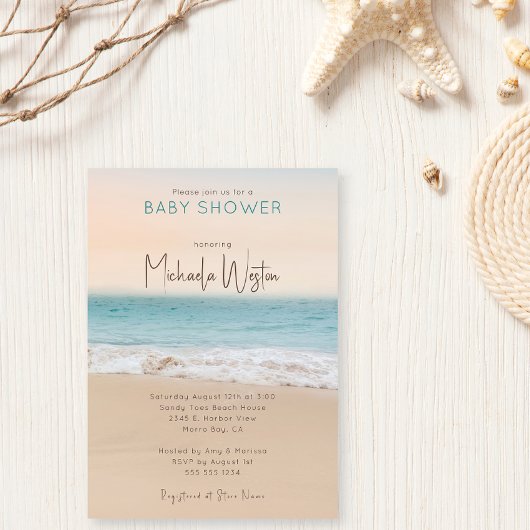 Invitation Baby shower de plage neutre pour les hommes