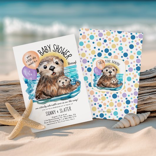 Invitation Baby shower de plage Otter de mer admirable