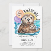 Invitation Baby shower de plage Otter de mer admirable (Devant)