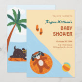 Invitation Baby shower de plage pour chiens d'été amusant (Devant / Derrière)
