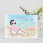 Invitation Baby shower de plage pour filles (Debout devant)
