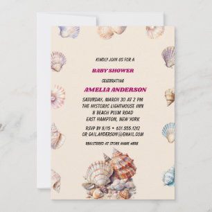 Invitation Baby shower de plage Sea Shell