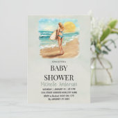 Invitation Baby shower de plage tropicale branchée (Debout devant)