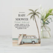 Invitation Baby shower de plage tropicale branchée (Debout devant)