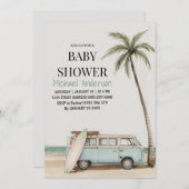 Invitation Baby shower de plage tropicale branchée (Devant / Derrière)