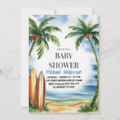 Invitation Baby shower de plage tropicale branchée (Devant)