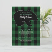 Invitation Baby shower de plaid de bûcheron d'ours de forêt (Debout devant)