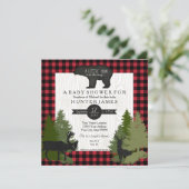 Invitation Baby shower de plaid de la forêt de bûcherons de l (Debout devant)