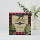 Invitation Baby shower de plaid de la forêt de bûcherons de l (Debout devant)