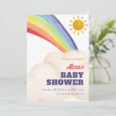 Invitation Baby shower de plaisir Rainbow sunshire (Debout devant)
