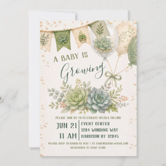 Invitation Baby Shower de plantes grasses