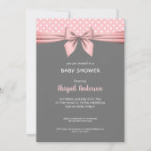 Invitation Baby shower de plongée rose et gris Polka (Devant)