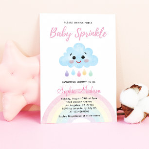 Invitation Baby shower de pluie arc-en-ciel pour bébé
