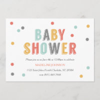 Invitation Baby shower de points colorés