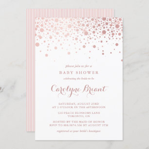 Invitation Baby shower de points Confetti Gold Rose Faux