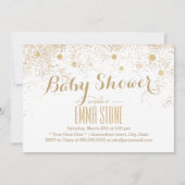 Invitation Baby shower de points Confetti Or Moderne (Devant)