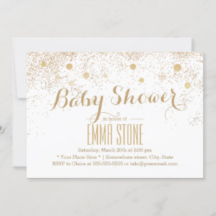 Invitation Baby shower de points Confetti Or Moderne