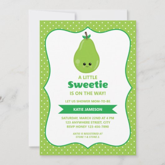 Invitation Baby shower de poire doux Little Sweetie (Devant)