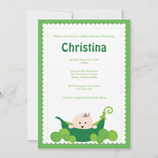 Invitation Baby shower de pois (Devant)