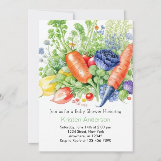 Invitation Baby shower de pois cultivé localement (Devant)