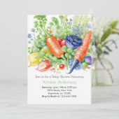 Invitation Baby shower de pois cultivé localement (Debout devant)