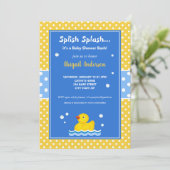 Invitation Baby shower de Pois de canard jaune et bleu (Debout devant)