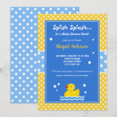 Invitation Baby shower de Pois de canard jaune et bleu (Devant / Derrière)