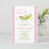 Invitation Baby shower de pois doux Invitation, fille rose (Debout devant)