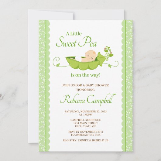 Invitation Baby shower de pois doux Invitation, neutre pour l (Devant)
