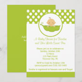 Invitation Baby shower de pois doux - Pois de garçon dans un (Devant / Derrière)