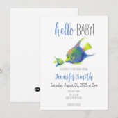 Invitation Baby shower de poisson ange (Devant / Derrière)