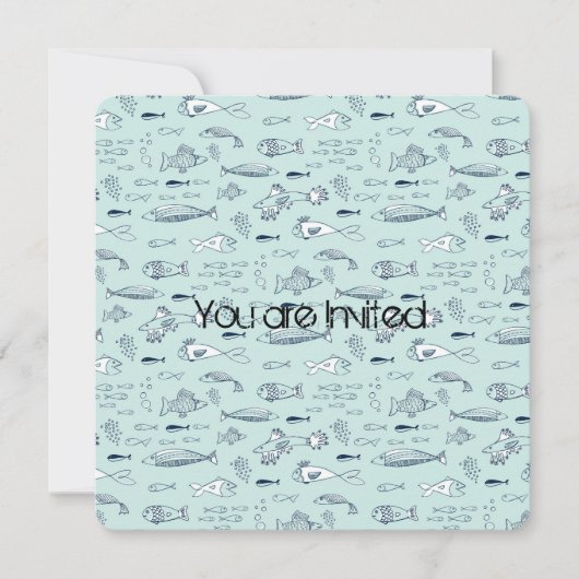 Invitation Baby shower de poisson bleu (Devant)