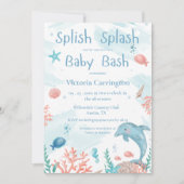 Invitation Baby shower de poisson de l'océan Bassin de Splish (Devant)