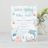 Invitation Baby shower de poisson de l'océan Bassin de Splish (Debout devant)