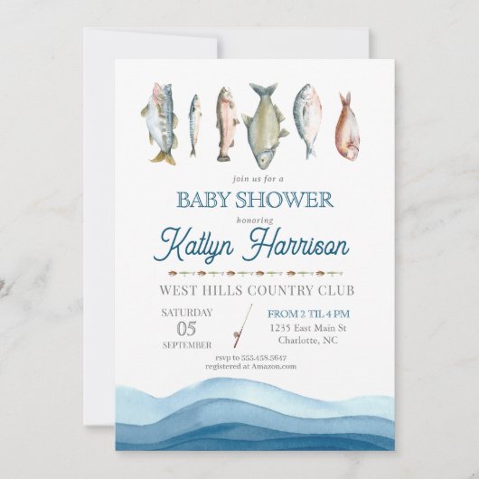 Invitation Baby shower de poisson Invitation, baby shower de  (Devant)