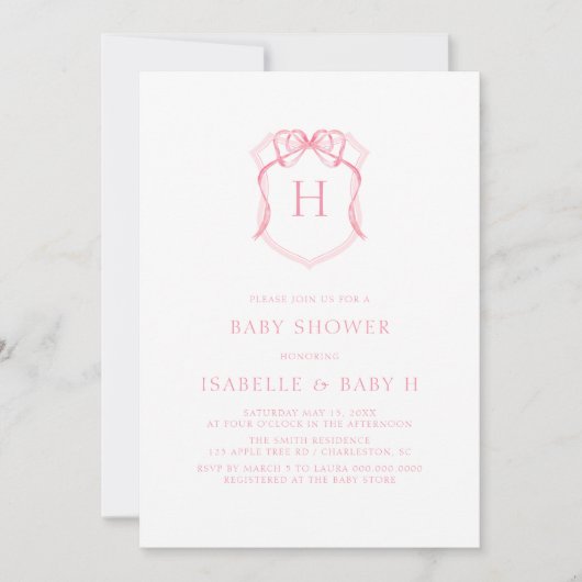 Invitation Baby shower de poitrine rose (Devant)