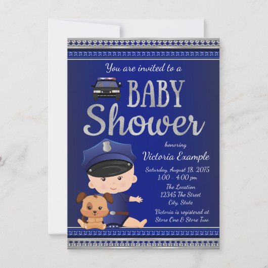 Invitation Baby shower de police (Devant)