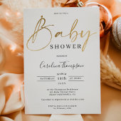 Invitation Baby shower de police de script or chic moderne