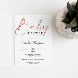 Invitation Baby shower de police en or rose moderne élégant